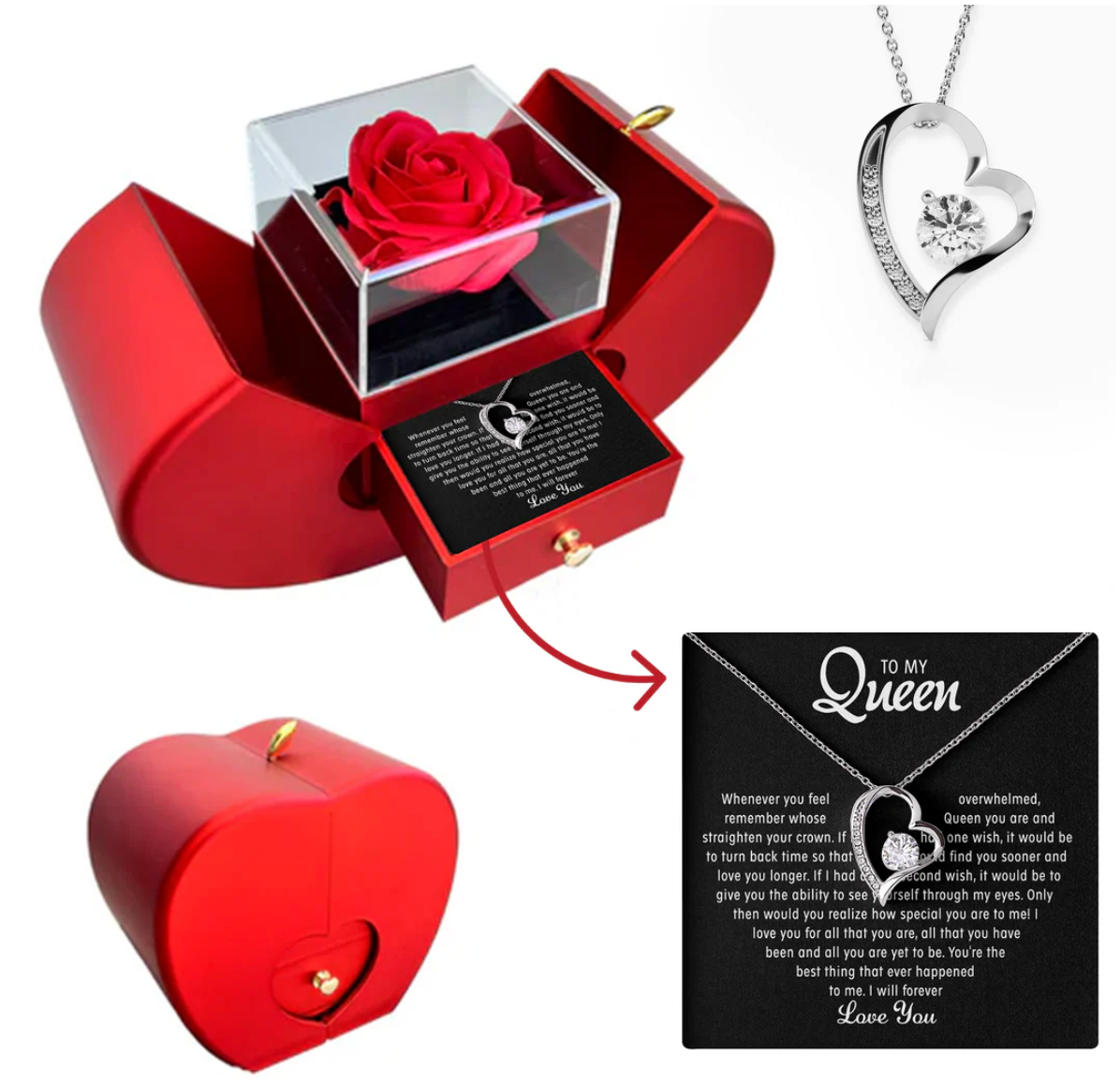 To my Queen - Forever- Love Heart Necklace
