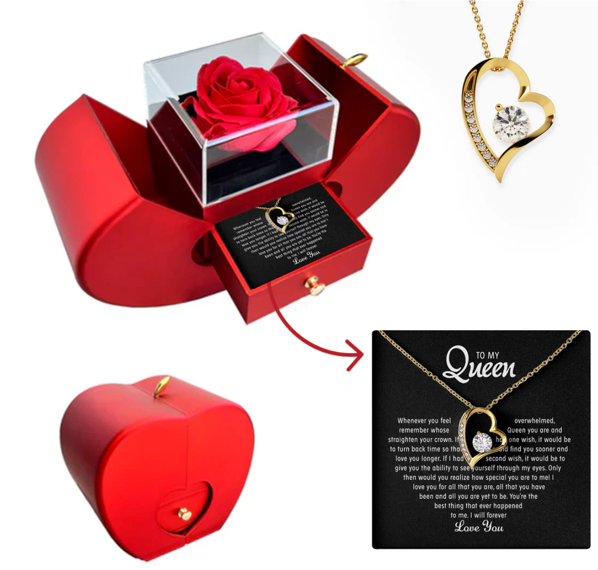 To my Queen - Forever- Love Heart Necklace